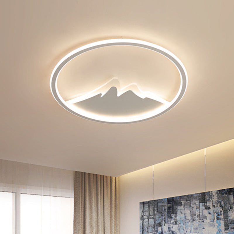 Led Bedroom Flushmount Ceiling Light With Ring And Acrylic Shade In White/Warm - Modern Design