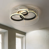 Rings Bedroom Flushmount Acrylic Led Flush Lamp - Contemporary Design Metal Cage Black/White
