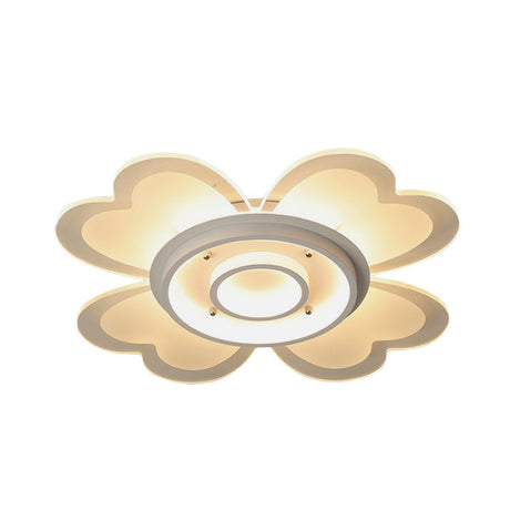 Modern Flower Flush-Mount Led Light Fixture In White With Warm/White 16/19.5 W