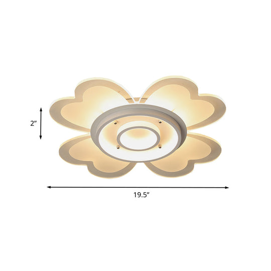 Modern Flower Flush-Mount Led Light Fixture In White With Warm/White 16/19.5 W