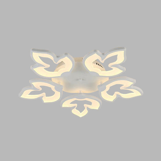 Contemporary Acrylic Maple Leaves Led Semi Flush Mount Ceiling Lamp In White/Warm Light
