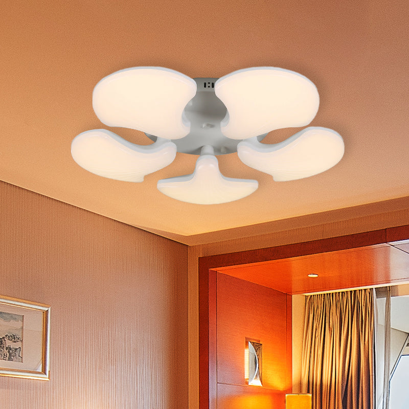 Modern White Led Ceiling Mounted Fixture With 3/5 Heads Shell Acrylic Shade - 23.5/27.5 Wide
