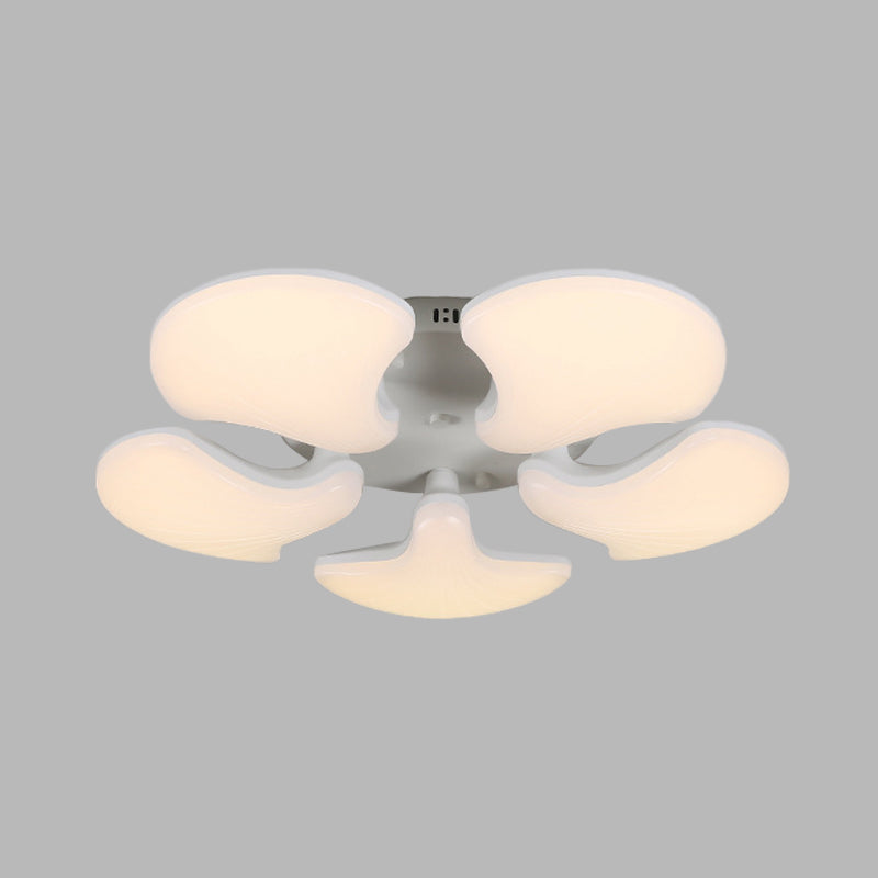 Modern White Led Ceiling Mounted Fixture With 3/5 Heads Shell Acrylic Shade - 23.5/27.5 Wide