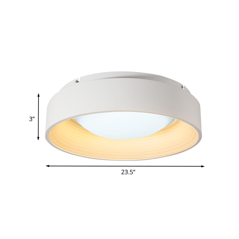 Modern Led Flush Mount Drum Ceiling Light For Bedroom White Acrylic 18’/23.5’ Dia
