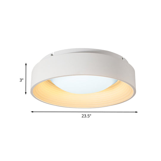 Modern Led Flush Mount Drum Ceiling Light For Bedroom White Acrylic 18’/23.5’ Dia