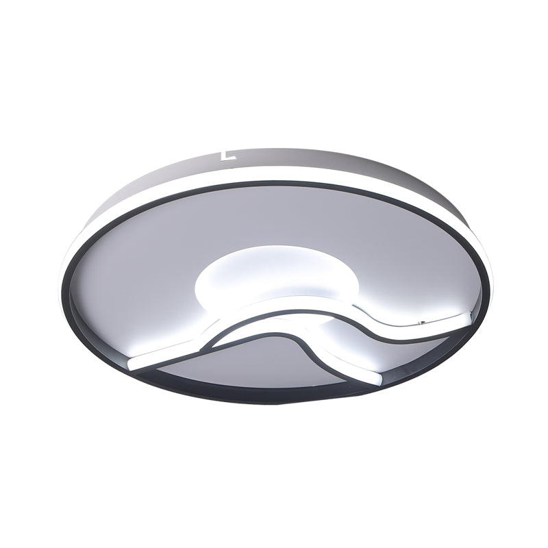 Led Flush Ceiling Light In Black Finish With White/Warm For Minimalist Bedroom - 16.5’/20.5’ Wide