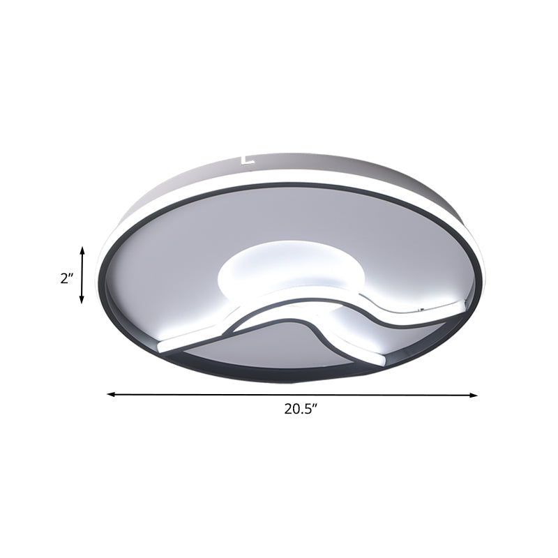 Led Flush Ceiling Light In Black Finish With White/Warm For Minimalist Bedroom - 16.5’/20.5’ Wide