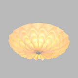 Modernist White Finish Flush Mount Light Fixture With Folding Bowl Acrylic Shade - 3 Heads Bedroom