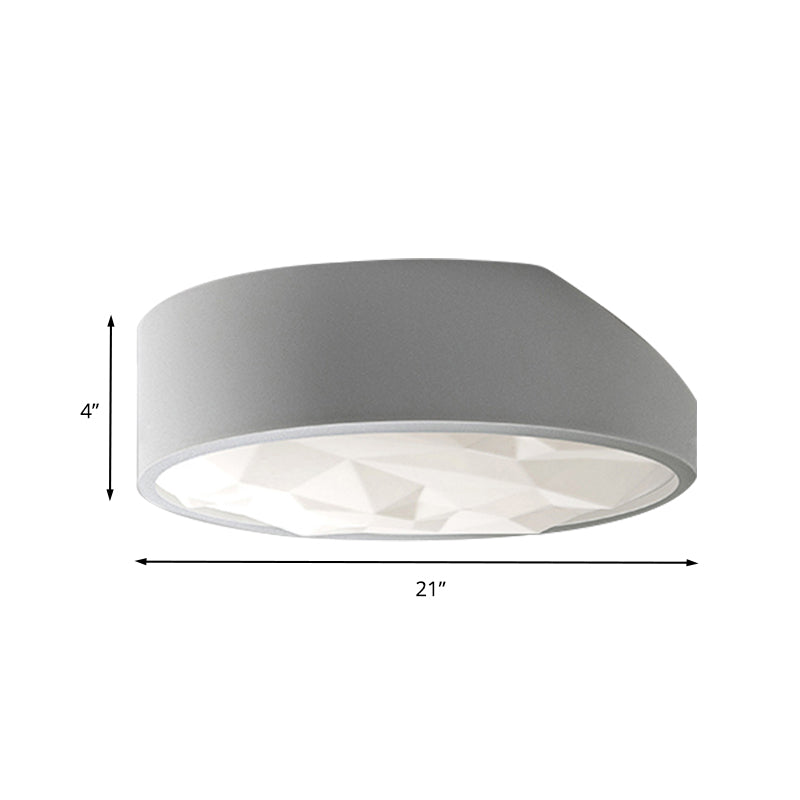 Sleek Metal Led Drum Flush Mount Ceiling Lamp - Minimalist Design (17/21 Wide) Ideal For Living Room