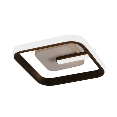 Modern Led Flush Mount Ceiling Light With Square Frame Black Acrylic Fixture Warm/White Lighting