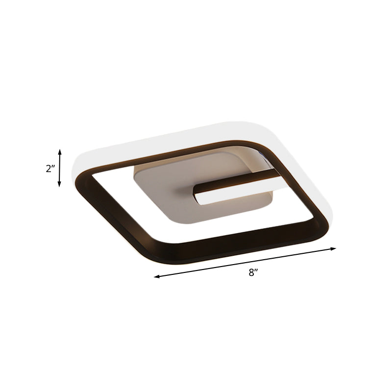 Modern Led Flush Mount Ceiling Light With Square Frame Black Acrylic Fixture Warm/White Lighting