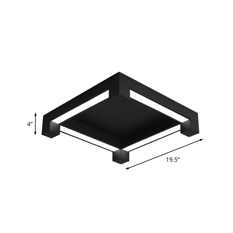 Modern Black Square Led Ceiling Flush Mount Light Fixture For Bedroom