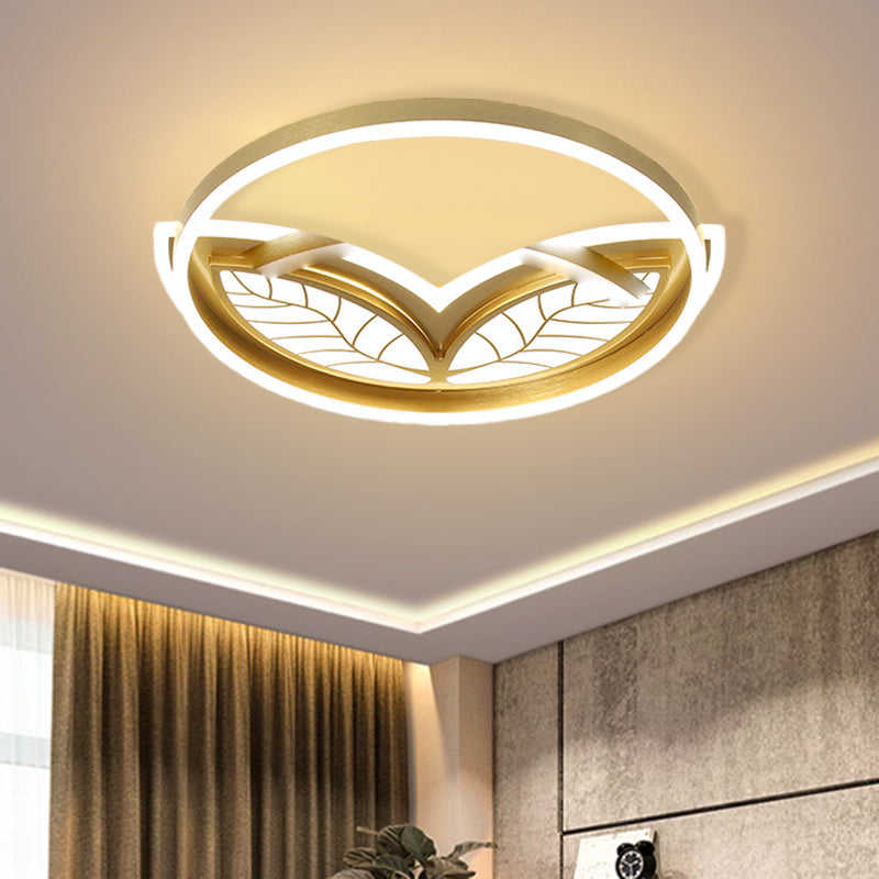 Contemporary Acrylic Halo Ring Flush Ceiling Light - Led Mount Lamp In Gold With Warm/White (16/19.5