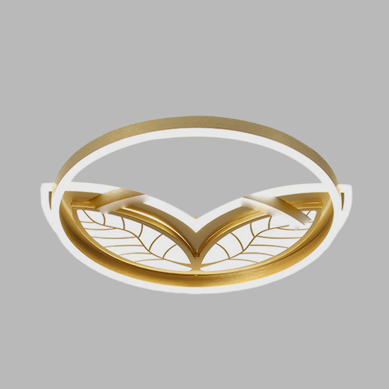 Contemporary Acrylic Halo Ring Flush Ceiling Light - Led Mount Lamp In Gold With Warm/White (16/19.5