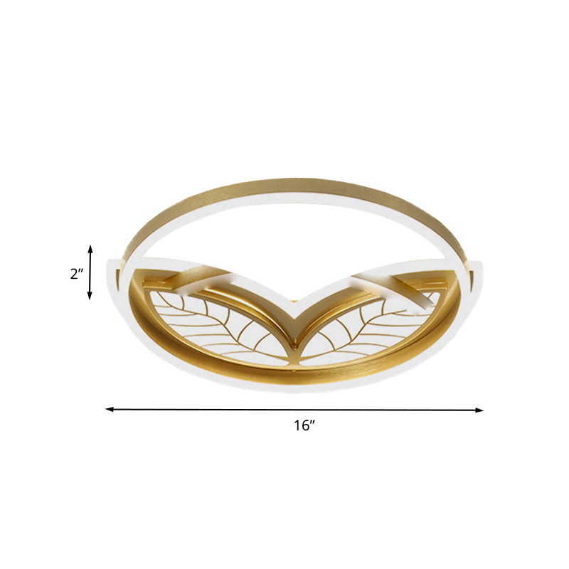 Contemporary Acrylic Halo Ring Flush Ceiling Light - Led Mount Lamp In Gold With Warm/White (16/19.5