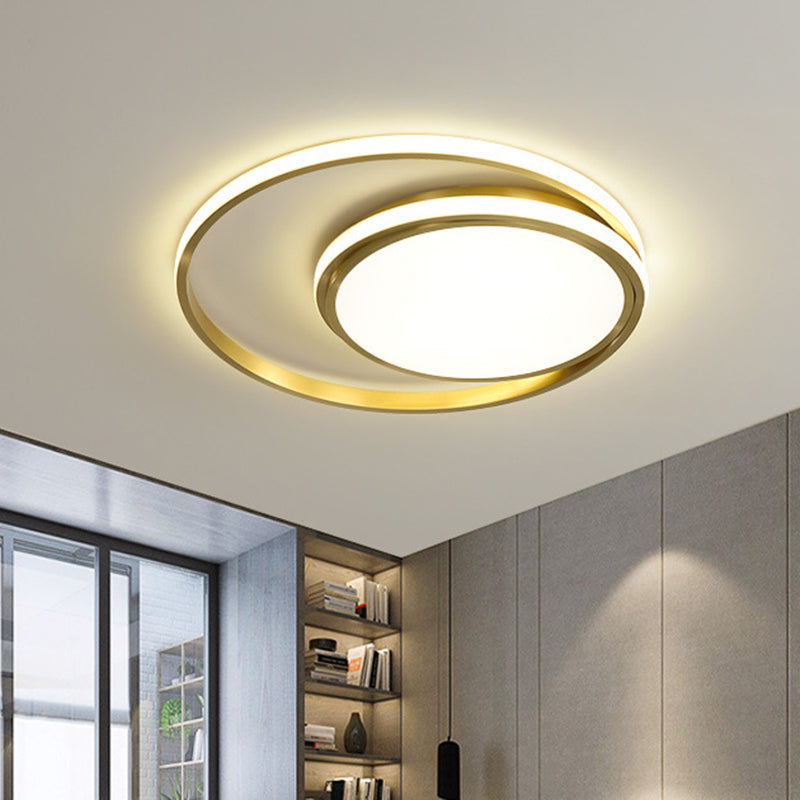 Modern Led Flushmount Light With Gold Finish And Acrylic Shade