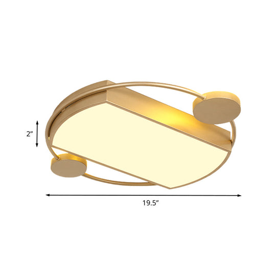 Modern Led Gold Ceiling Flush Mount Metal Round & Rectangle Light Fixture 16’/19.5’ Wide