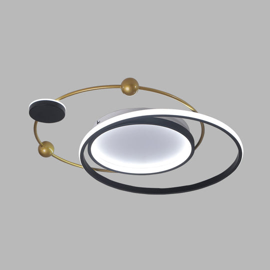 Minimalist Black And Gold Led Ceiling Light In Warm/White - Circle Metallic Flushmount Fixture