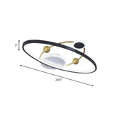 Modern Led Flushmount Lighting: Black & Gold Oval Ring Flush Ceiling Lamp - Warm/White Light