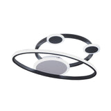 Modernist Acrylic Led Bedroom Ceiling Lamp - 16.5/20.5 W Oval Ring Flush Mount Light Black