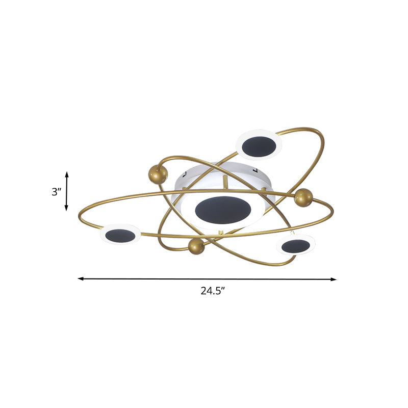 Contemporary Led Metallic Gold Flush Mount Ceiling Light With Warm/White Lighting For Living Room