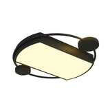 Modernist Metal Flushmount Led Ceiling Fixture - Ring And Rectangle Design 16/19.5 Wide Black