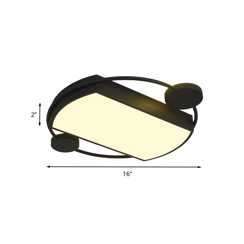 Modernist Metal Flushmount Led Ceiling Fixture - Ring And Rectangle Design 16/19.5 Wide Black