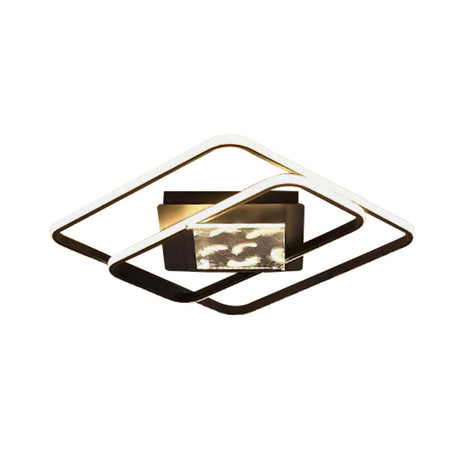 Minimalist Led Flush Ceiling Lamp: Acrylic Square Frame Black Mount Lighting
