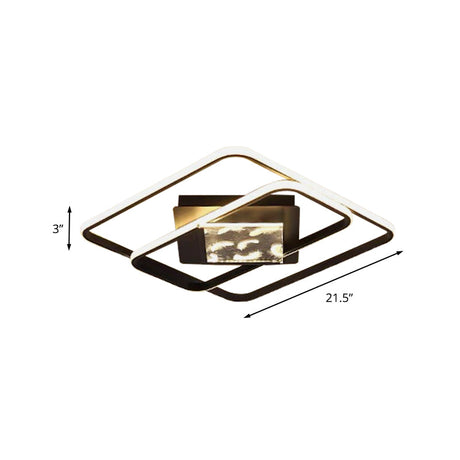 Minimalist Led Flush Ceiling Lamp: Acrylic Square Frame Black Mount Lighting