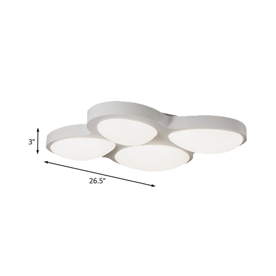Modern White Led Flush Ceiling Light With Acrylic Shade - 4 Heads