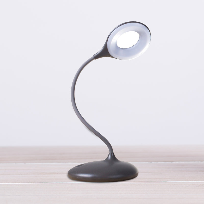 Contemporary Led Circle Desk Lamp - Brown/White Adjustable Table Light For Study