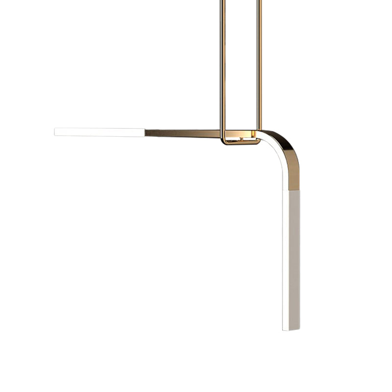 Minimalist Brass Led Pendant Lamp: Metallic Bend Hanging Light For Dining Table