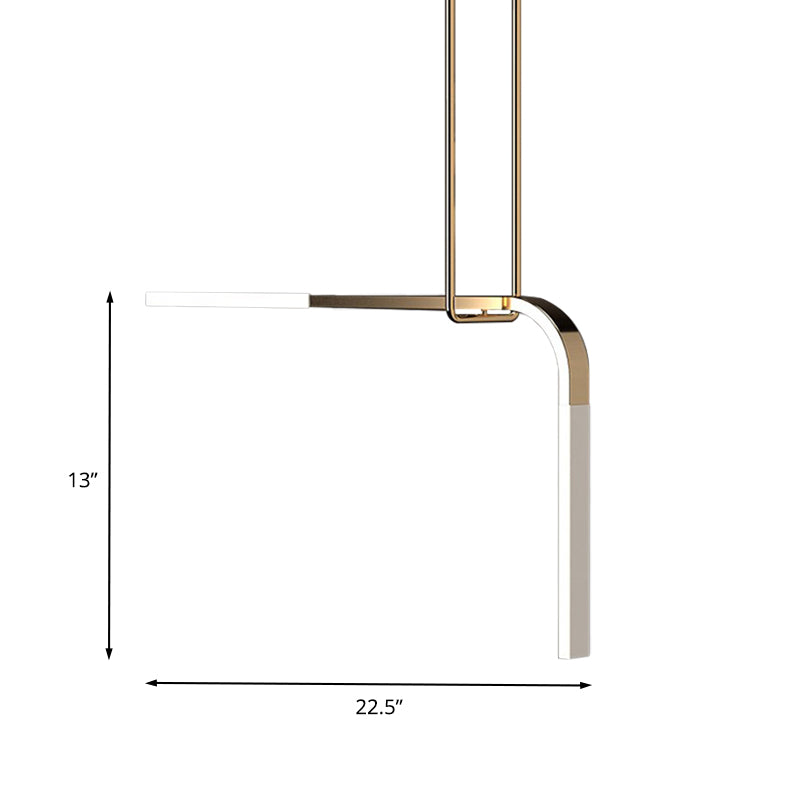 Minimalist Brass Led Pendant Lamp: Metallic Bend Hanging Light For Dining Table