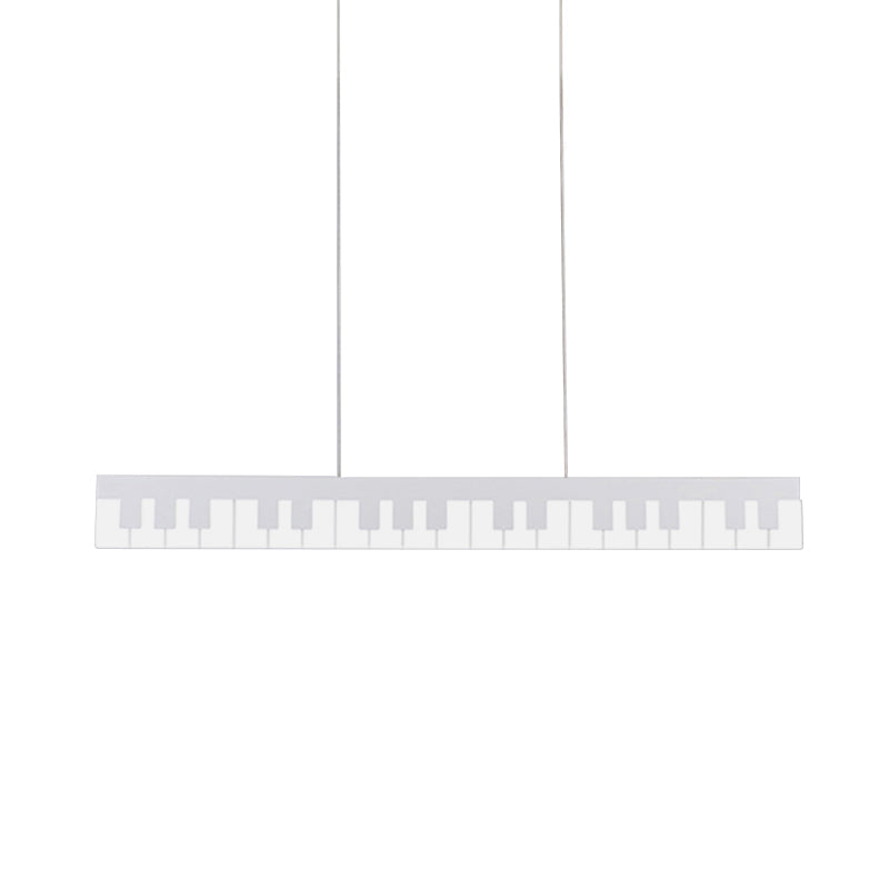 Contemporary Led Acrylic Pendant Ceiling Light In White/Black Piano Key Shape - 3 Options