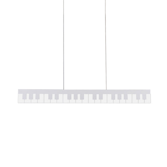 Contemporary Led Acrylic Pendant Ceiling Light In White/Black Piano Key Shape - 3 Options