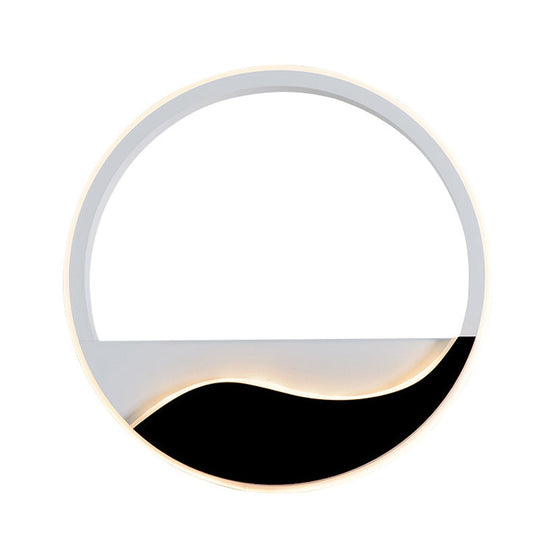 Minimalist Acrylic Ring Sconce Light Fixture - White/Black Led Wall Mounted Lamp
