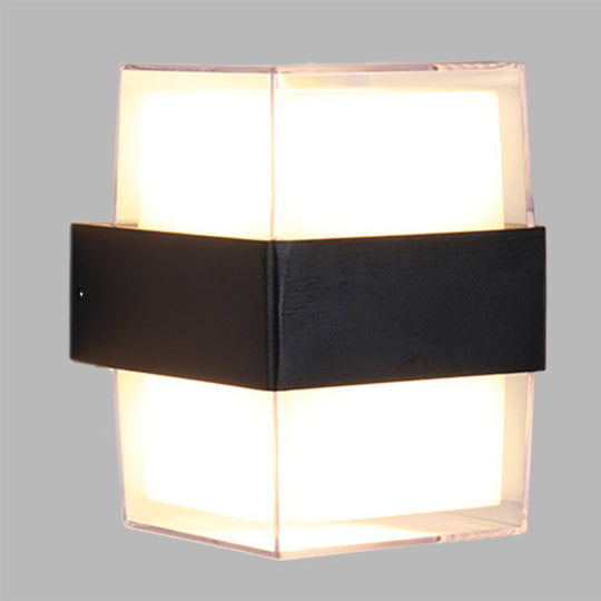 Modern White And Black Cuboid Box Led Acrylic Wall Sconce Light For Bedside In Warm/White