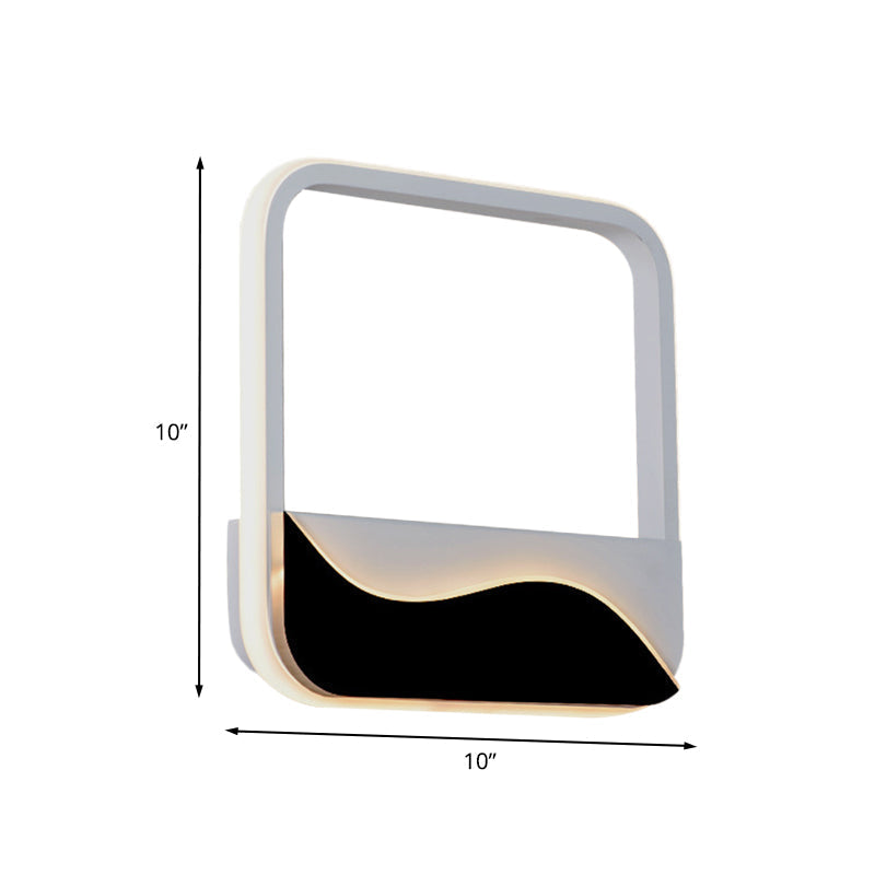 Led Wall Mount Sconce With Minimalist Square Frame In White/Black Acrylic Shade Warm/White Light