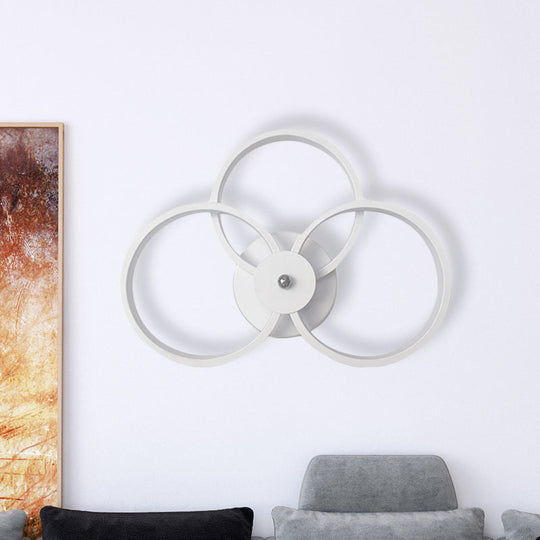 Minimalist White 3-Ring Led Acrylic Wall Sconce Light Fixture - Warm/White
