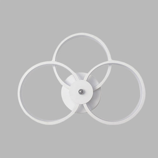 Minimalist White 3-Ring Led Acrylic Wall Sconce Light Fixture - Warm/White
