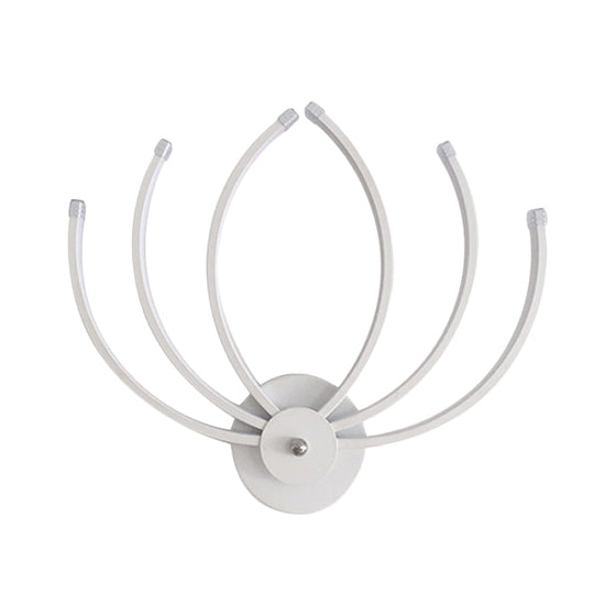Modern Lotus Wall Sconce Led Bedside Light In White With Linear Design Warm/White Glow