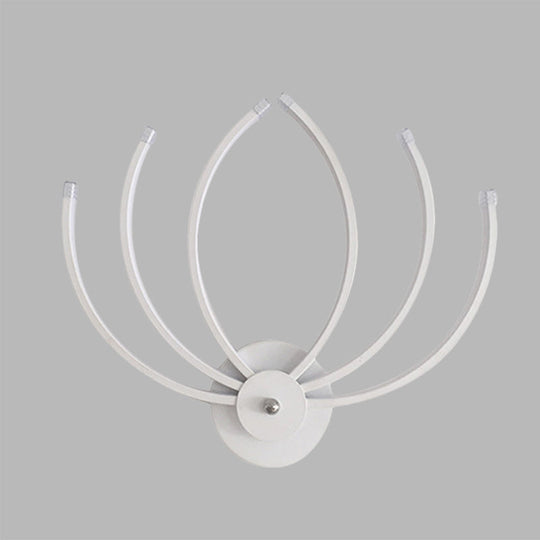 Modern Lotus Wall Sconce Led Bedside Light In White With Linear Design Warm/White Glow