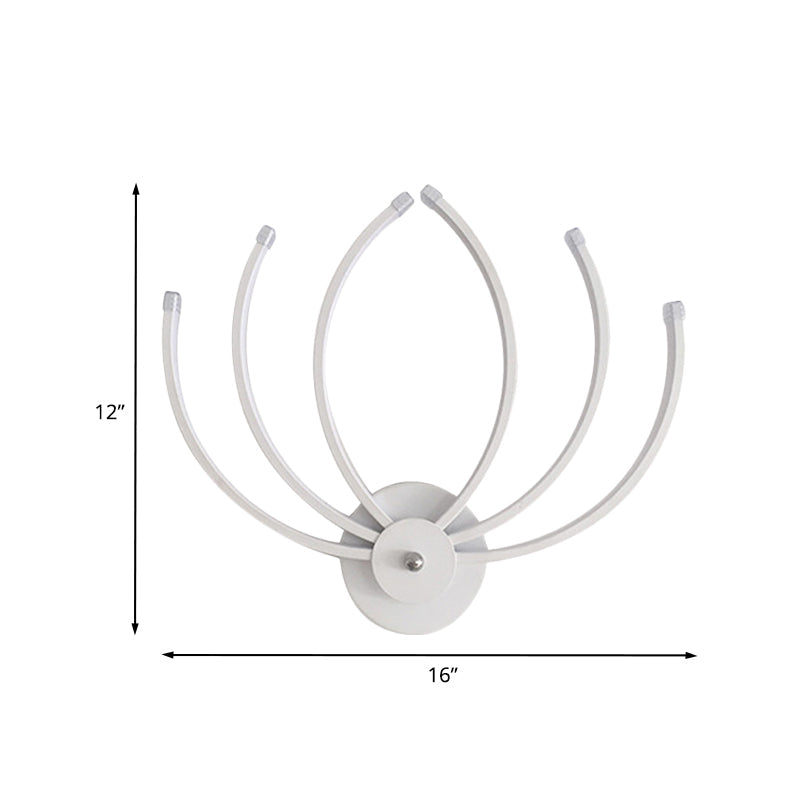 Modern Lotus Wall Sconce Led Bedside Light In White With Linear Design Warm/White Glow