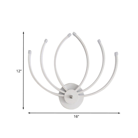 Modern Lotus Wall Sconce Led Bedside Light In White With Linear Design Warm/White Glow