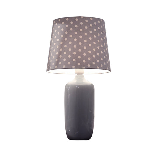 Modern 1-Head Bedroom Night Table Light With Tapered Fabric Shade Vibrant Pink/Blue/Green Finish