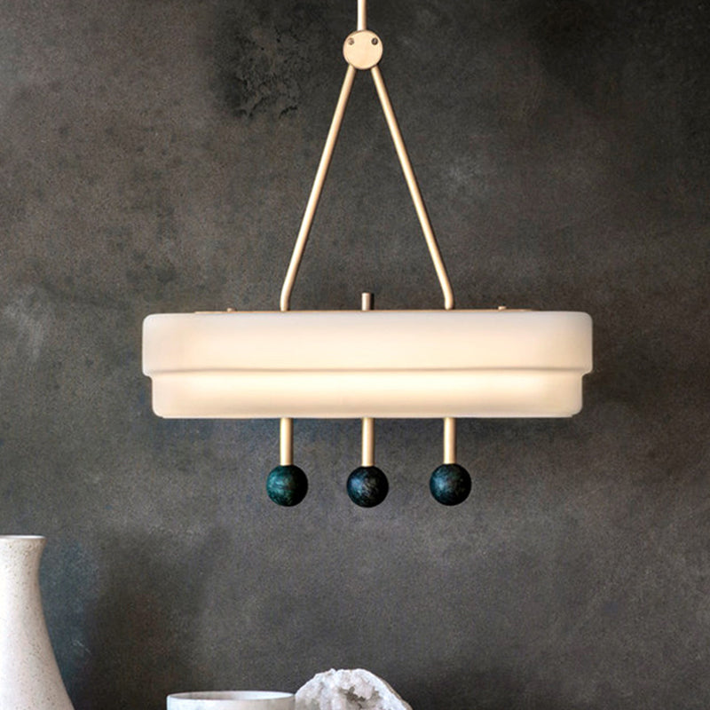 Nordic Opal Glass Pendant Led Lighting Kit For Dining Room - White/Warm Light White /