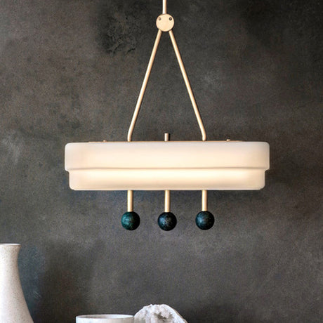 Nordic Opal Glass Pendant Led Lighting Kit For Dining Room - White/Warm Light White /