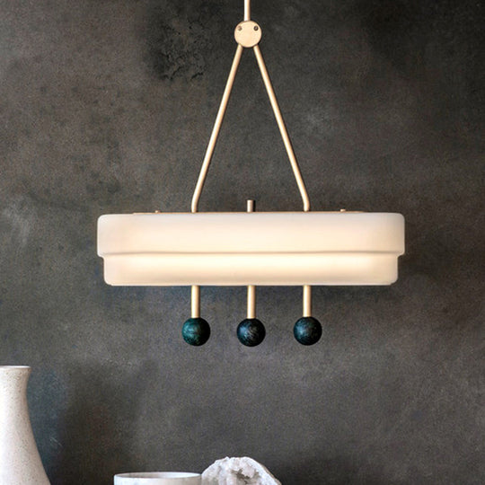 Nordic Opal Glass Pendant Led Lighting Kit For Dining Room - White/Warm Light White /