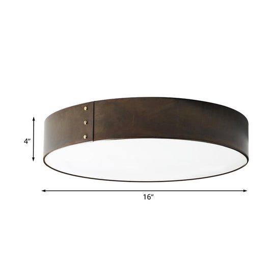 12’/16’ Wide Drum Minimalist Acrylic Led Flush Mount Ceiling Fixture In Grey Finish For Bedroom