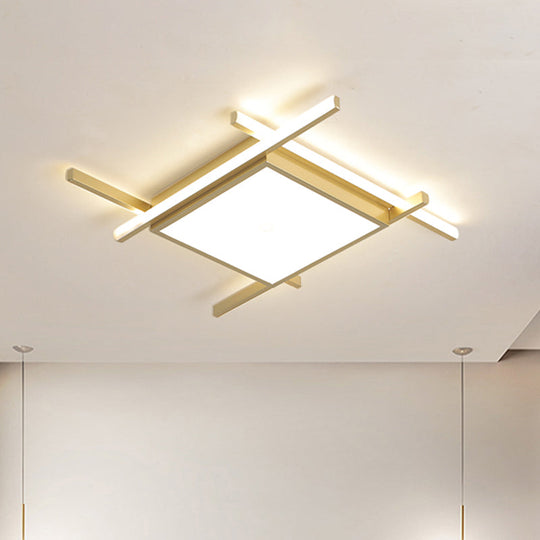 Nordic Gold Led Flush Mount Ceiling Light With Warm/White Glow - 18/23 Wide / 18 White